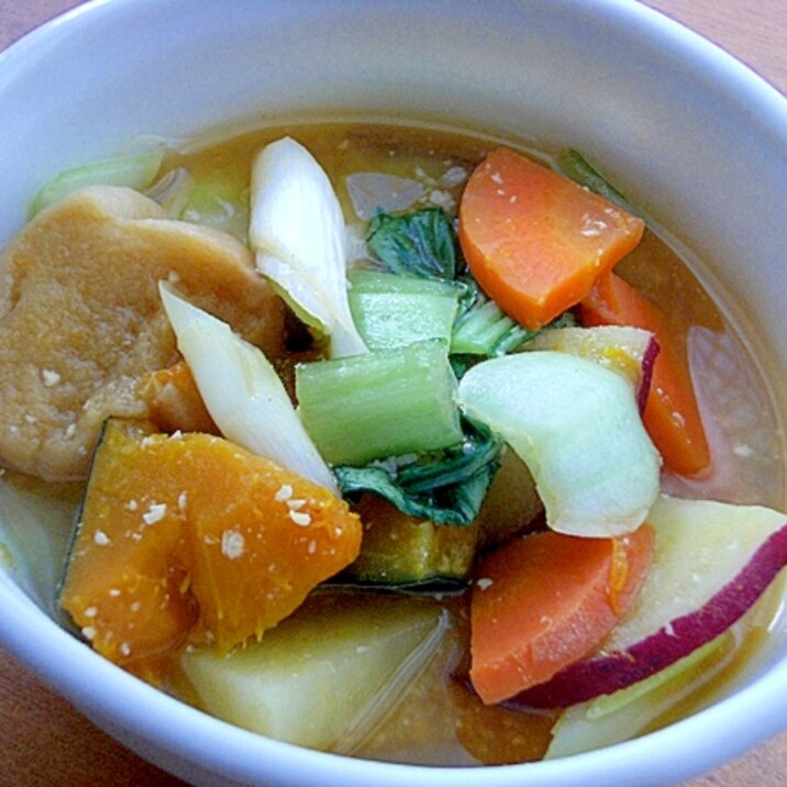 ちんげん菜&根菜の味噌汁♪(ルイボスティー)
